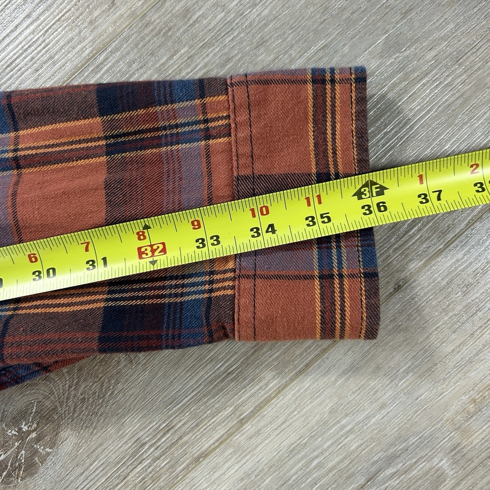 Duluth Trading Co Relaxed Fit Large Tall Orange Plaid Long Sleeve Button Down - Picture 9 of 10